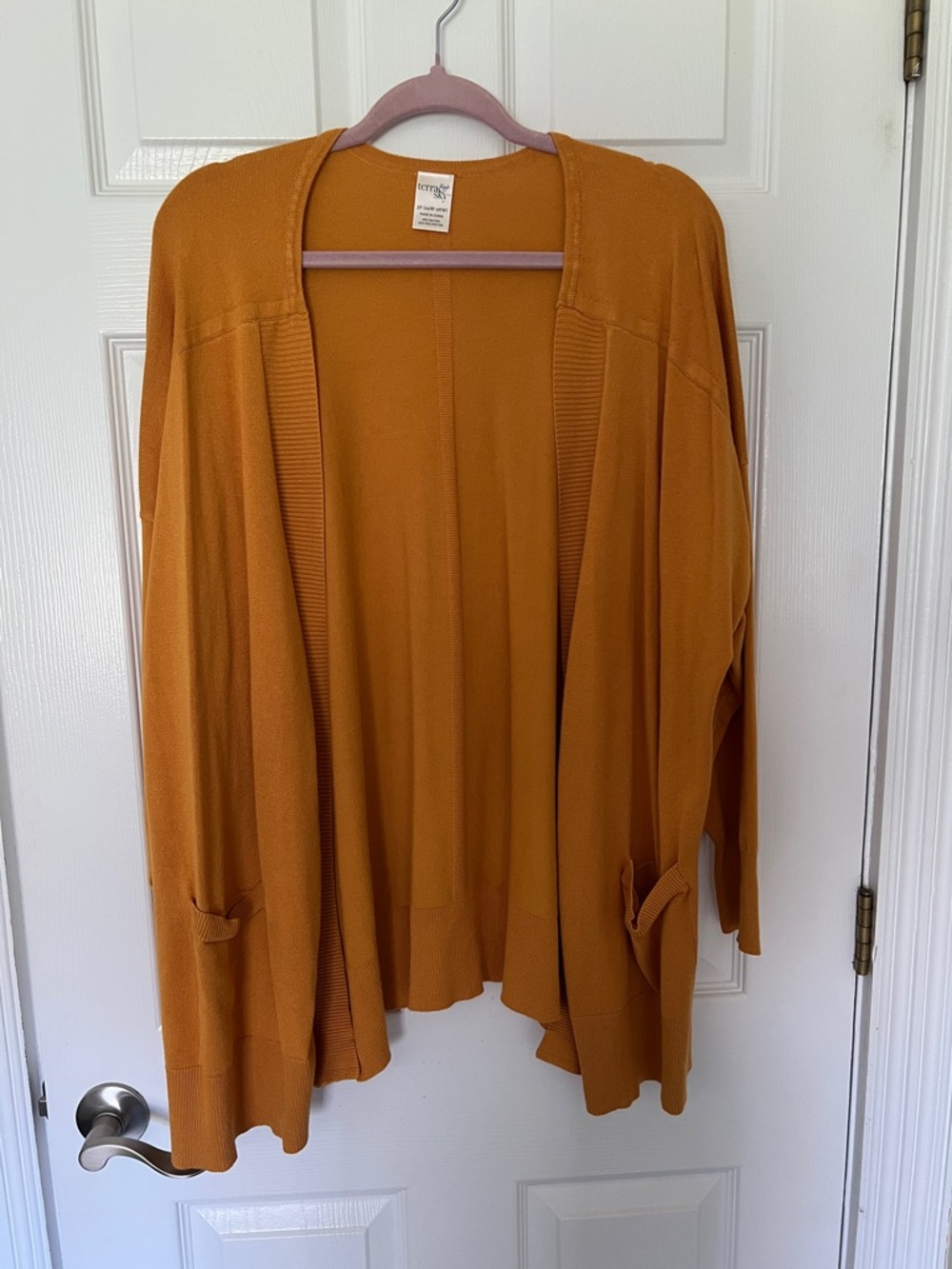 Terra & Sky Open-Front Cardigan in Mustard Gold